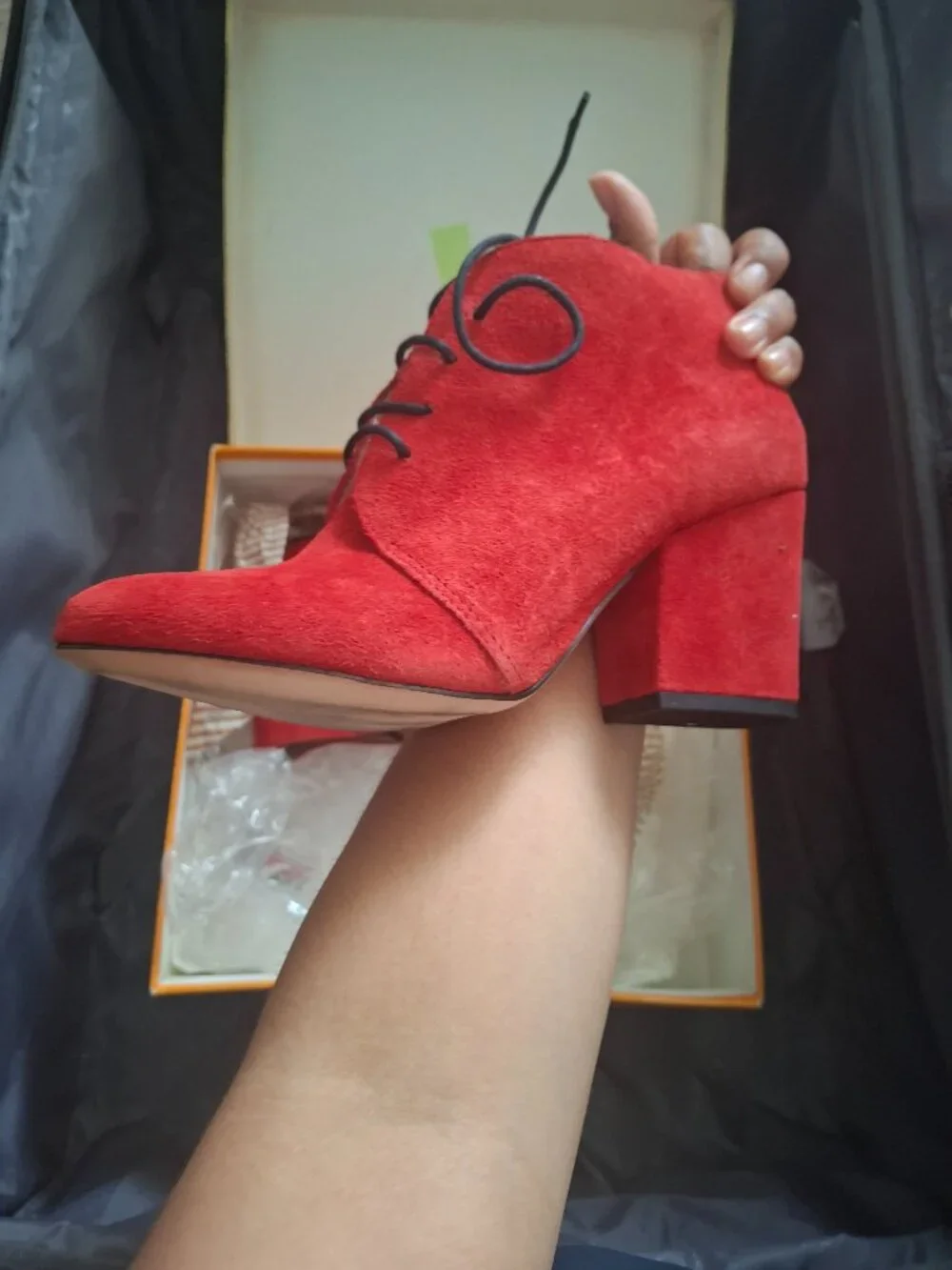 Kate Spade Roger 6.5 Red chunky heel bootie